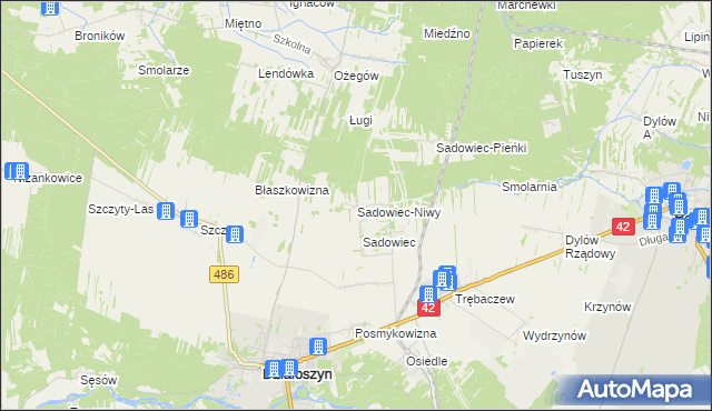 mapa Sadowiec-Niwy, Sadowiec-Niwy na mapie Targeo