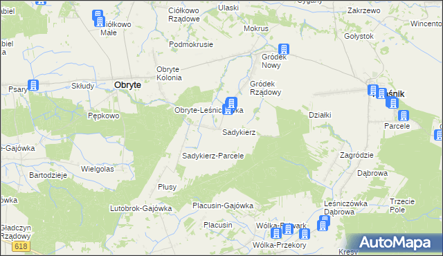 mapa Sadykierz gmina Obryte, Sadykierz gmina Obryte na mapie Targeo