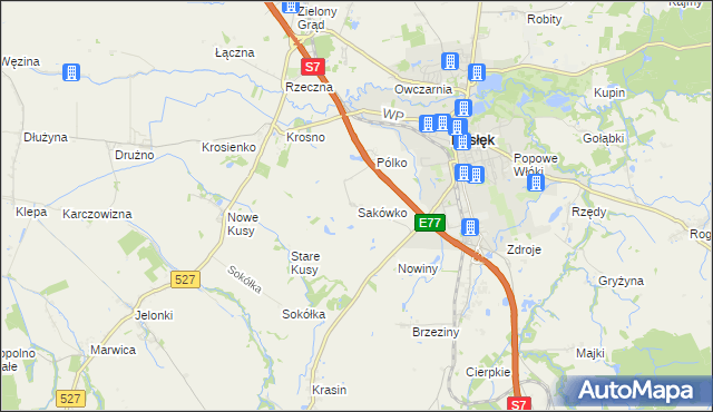 mapa Sakówko, Sakówko na mapie Targeo