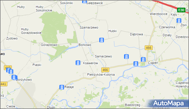 mapa Samarzewo, Samarzewo na mapie Targeo