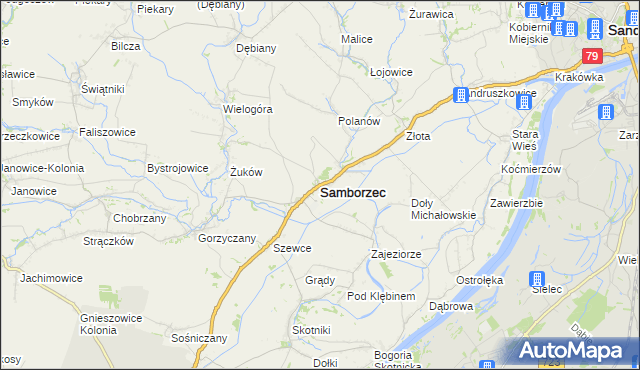 mapa Samborzec, Samborzec na mapie Targeo