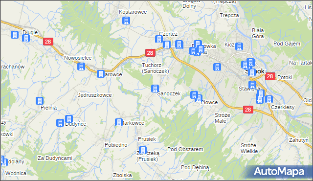 mapa Sanoczek, Sanoczek na mapie Targeo