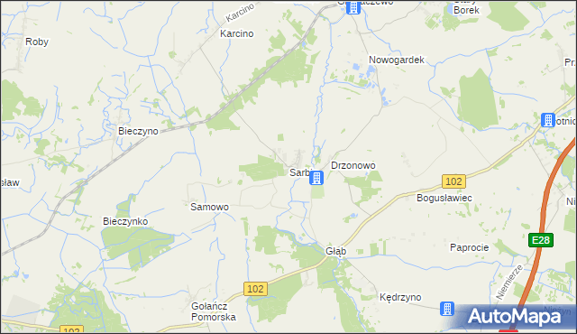 mapa Sarbia gmina Kołobrzeg, Sarbia gmina Kołobrzeg na mapie Targeo