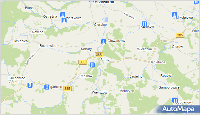 mapa Sarby, Sarby na mapie Targeo