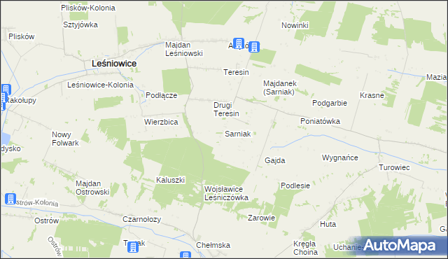 mapa Sarniak gmina Leśniowice, Sarniak gmina Leśniowice na mapie Targeo