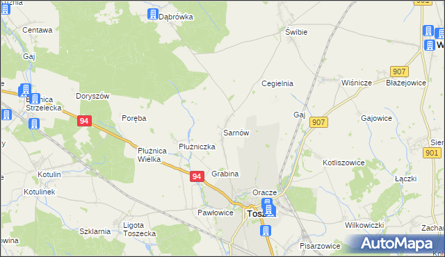 mapa Sarnów gmina Toszek, Sarnów gmina Toszek na mapie Targeo