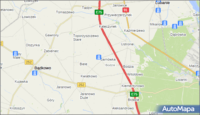 mapa Sarnówka gmina Lubanie, Sarnówka gmina Lubanie na mapie Targeo