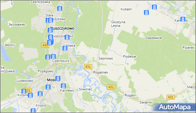 mapa Sasinowo, Sasinowo na mapie Targeo