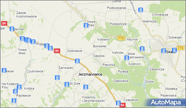 mapa Sąspów, Sąspów na mapie Targeo