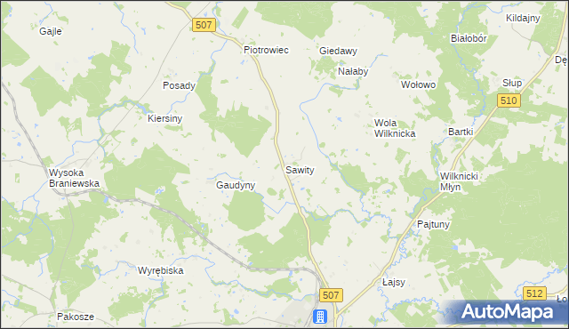 mapa Sawity, Sawity na mapie Targeo