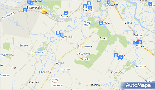 mapa Ściborowice, Ściborowice na mapie Targeo