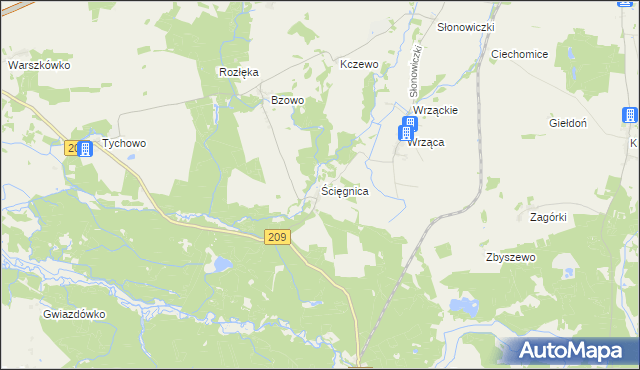 mapa Ścięgnica, Ścięgnica na mapie Targeo