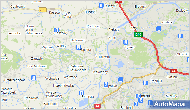 mapa Ściejowice, Ściejowice na mapie Targeo