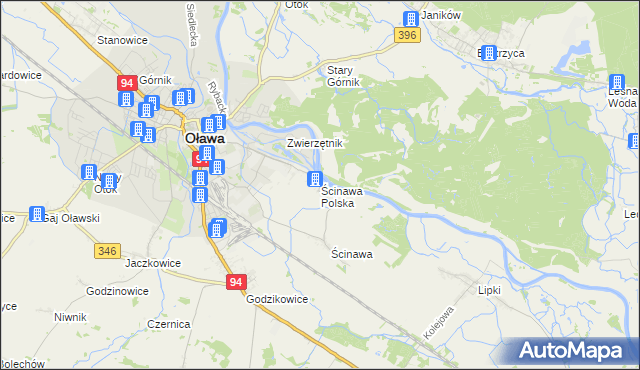 mapa Ścinawa Polska, Ścinawa Polska na mapie Targeo