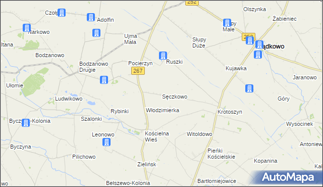 mapa Sęczkowo gmina Osięciny, Sęczkowo gmina Osięciny na mapie Targeo