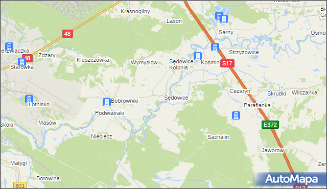 mapa Sędowice gmina Ryki, Sędowice gmina Ryki na mapie Targeo