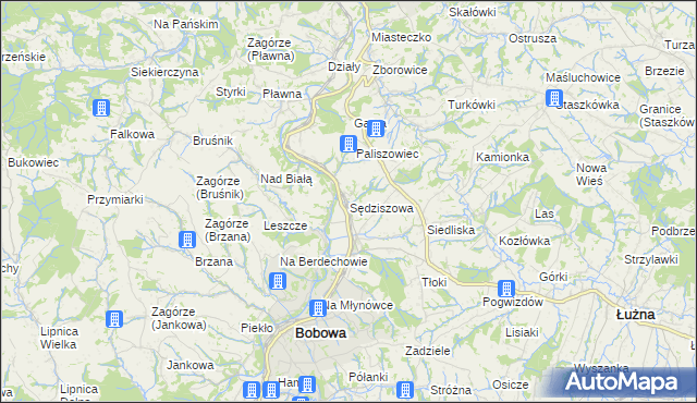 mapa Sędziszowa gmina Bobowa, Sędziszowa gmina Bobowa na mapie Targeo