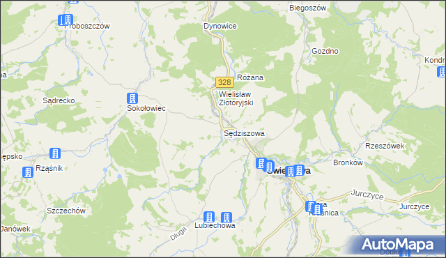 mapa Sędziszowa gmina Świerzawa, Sędziszowa gmina Świerzawa na mapie Targeo