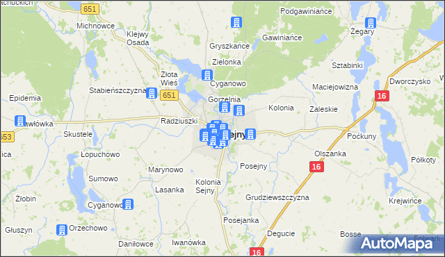 mapa Sejny, Sejny na mapie Targeo