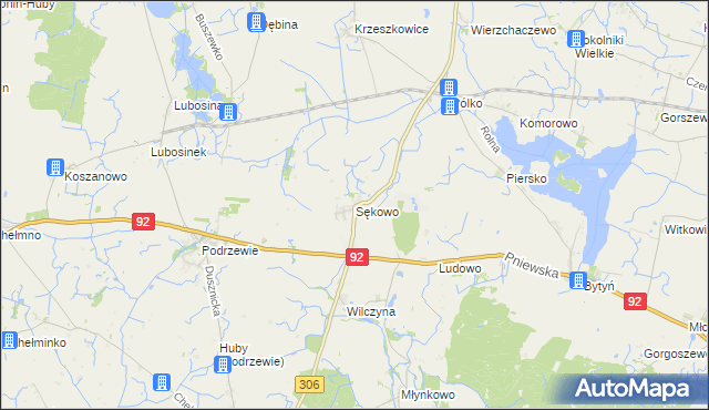 mapa Sękowo gmina Duszniki, Sękowo gmina Duszniki na mapie Targeo