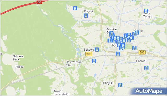 mapa Sękowo gmina Nowy Tomyśl, Sękowo gmina Nowy Tomyśl na mapie Targeo