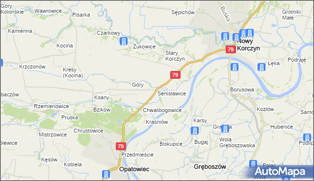 mapa Senisławice, Senisławice na mapie Targeo