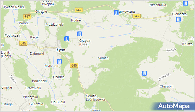 mapa Serafin gmina Łyse, Serafin gmina Łyse na mapie Targeo