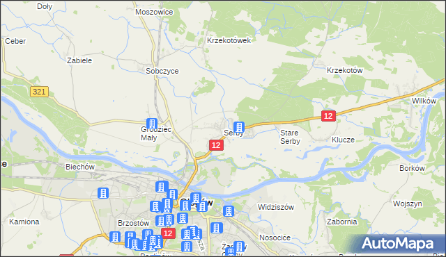 mapa Serby, Serby na mapie Targeo