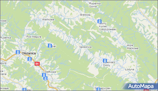 mapa Serednica, Serednica na mapie Targeo