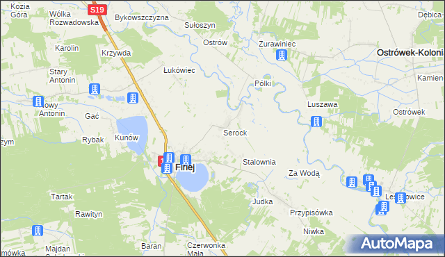 mapa Serock gmina Firlej, Serock gmina Firlej na mapie Targeo