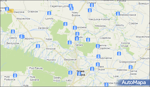 mapa Serwis, Serwis na mapie Targeo