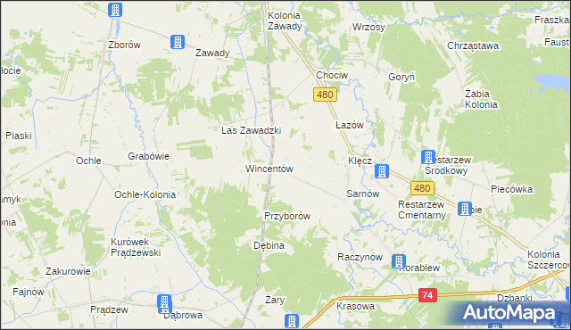 mapa Sewerynów gmina Widawa, Sewerynów gmina Widawa na mapie Targeo