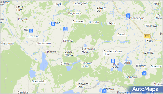 mapa Sianowska Huta, Sianowska Huta na mapie Targeo