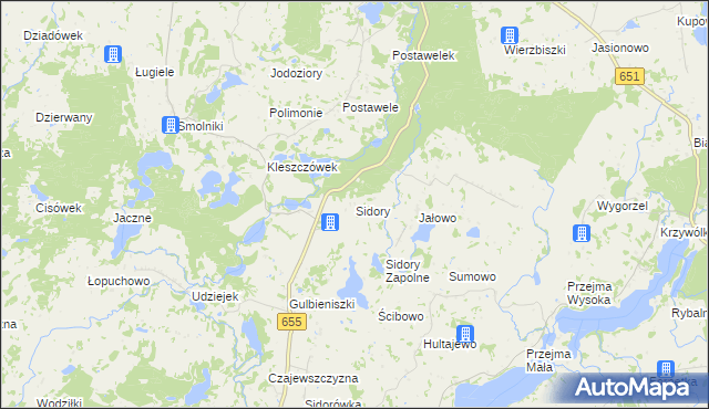 mapa Sidory gmina Jeleniewo, Sidory gmina Jeleniewo na mapie Targeo