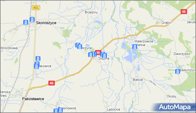 mapa Sidzina gmina Skoroszyce, Sidzina gmina Skoroszyce na mapie Targeo