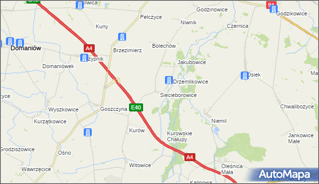 mapa Siecieborowice, Siecieborowice na mapie Targeo