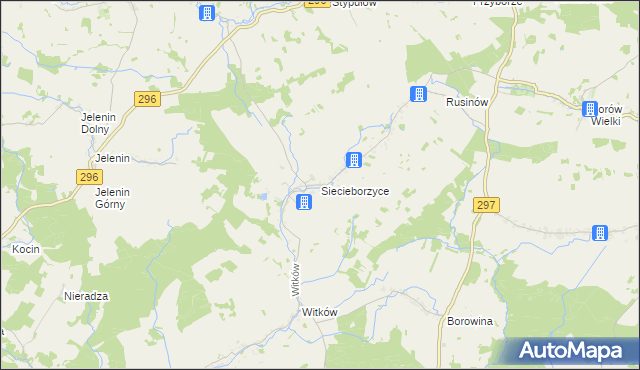 mapa Siecieborzyce, Siecieborzyce na mapie Targeo