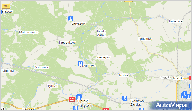 mapa Sieciejów, Sieciejów na mapie Targeo