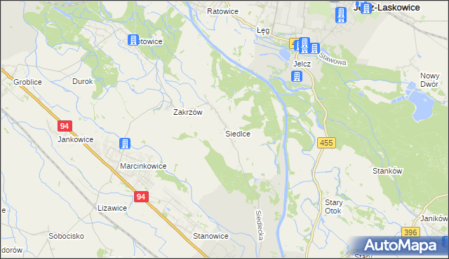 mapa Siedlce gmina Oława, Siedlce gmina Oława na mapie Targeo