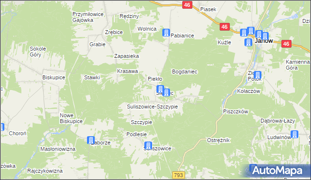 mapa Siedlec gmina Janów, Siedlec gmina Janów na mapie Targeo