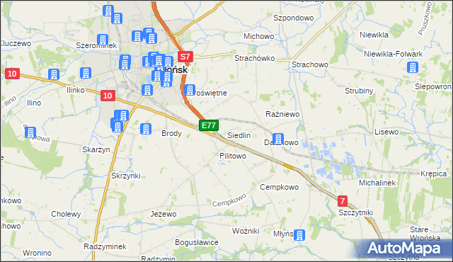 mapa Siedlin, Siedlin na mapie Targeo