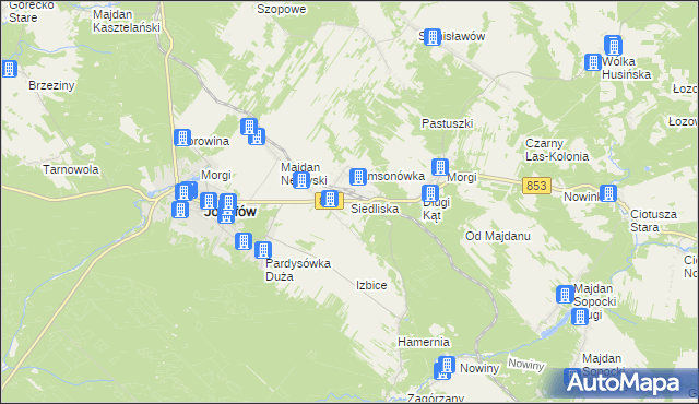 mapa Siedliska gmina Józefów, Siedliska gmina Józefów na mapie Targeo