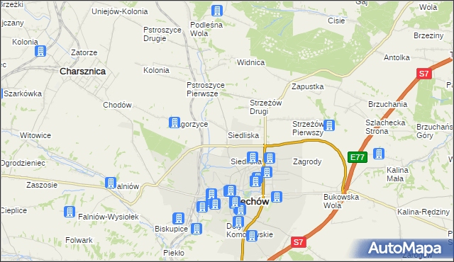 mapa Siedliska gmina Miechów, Siedliska gmina Miechów na mapie Targeo