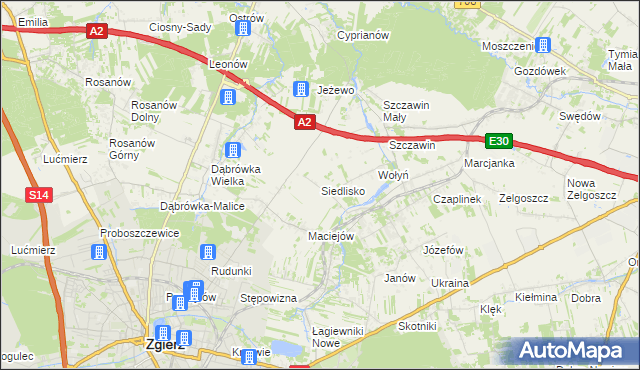 mapa Siedlisko gmina Zgierz, Siedlisko gmina Zgierz na mapie Targeo