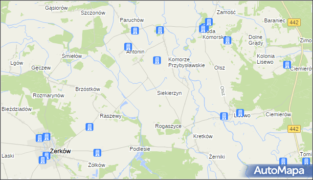 mapa Siekierzyn gmina Żerków, Siekierzyn gmina Żerków na mapie Targeo