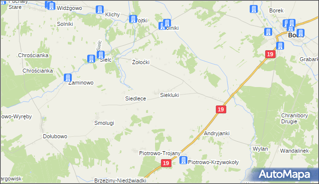 mapa Siekluki gmina Boćki, Siekluki gmina Boćki na mapie Targeo