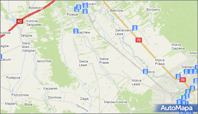 mapa Sielce Prawe, Sielce Prawe na mapie Targeo