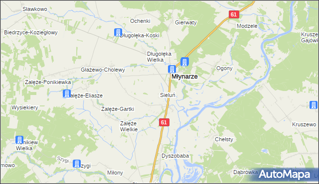 mapa Sieluń, Sieluń na mapie Targeo