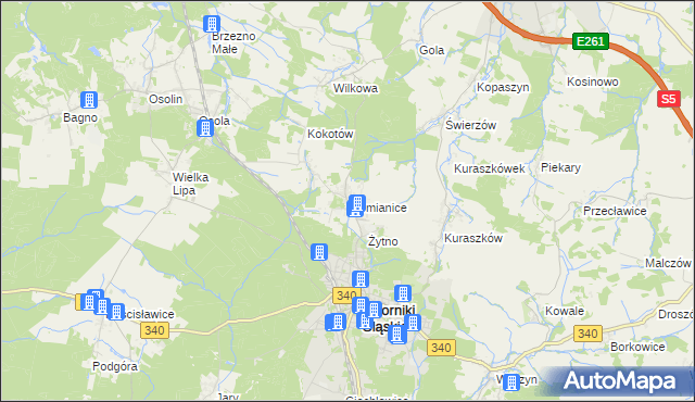 mapa Siemianice gmina Oborniki Śląskie, Siemianice gmina Oborniki Śląskie na mapie Targeo