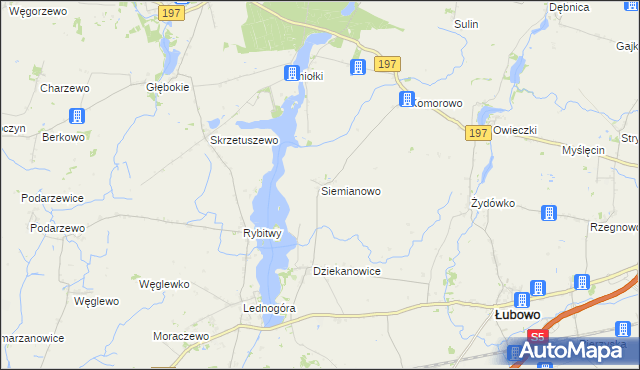 mapa Siemianowo gmina Łubowo, Siemianowo gmina Łubowo na mapie Targeo